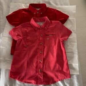 3t fishing shirts- red-and coral